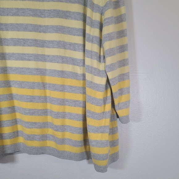 Talbots Plus Cotton Blend Yellow Gray Cream Stripe Round Neck Sweater Size 3X - Picture 3 of 7